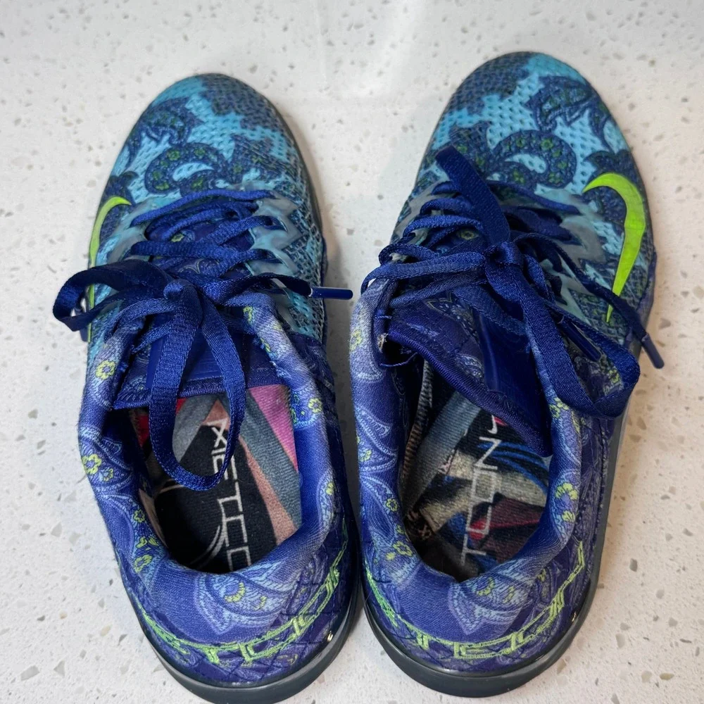 Nike Metcon 6 AMP Blue Paisley Floral Training Shoes CZ0602 Mens Size 7.5